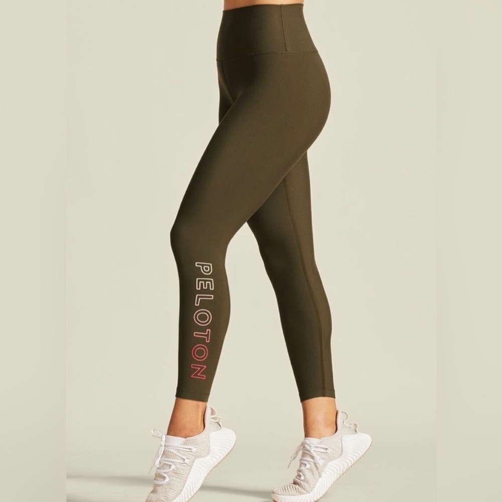 Peloton Cadence Leggings Army Green Pink Ombre Logo High Rise Women's Size small